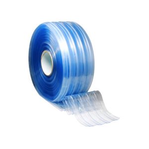 Cortina plastica doble costura azul claro transparente rollo