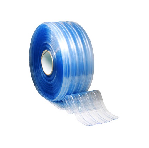 Cortina plastica doble costura azul claro transparente rollo